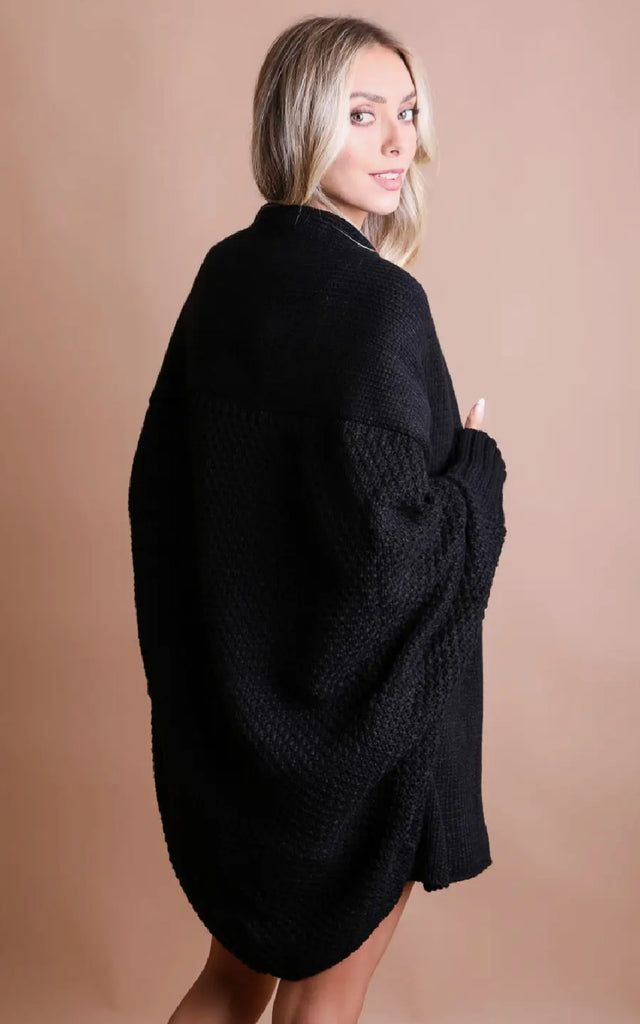 Women's Knit Drape Sweater in Black