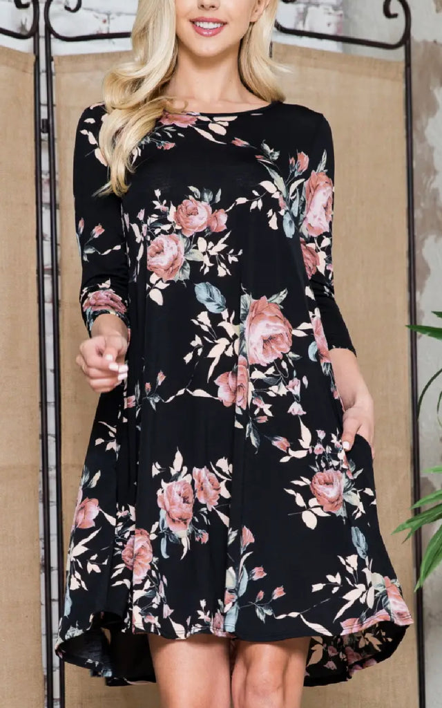 Women's Floral Dress with Pockets