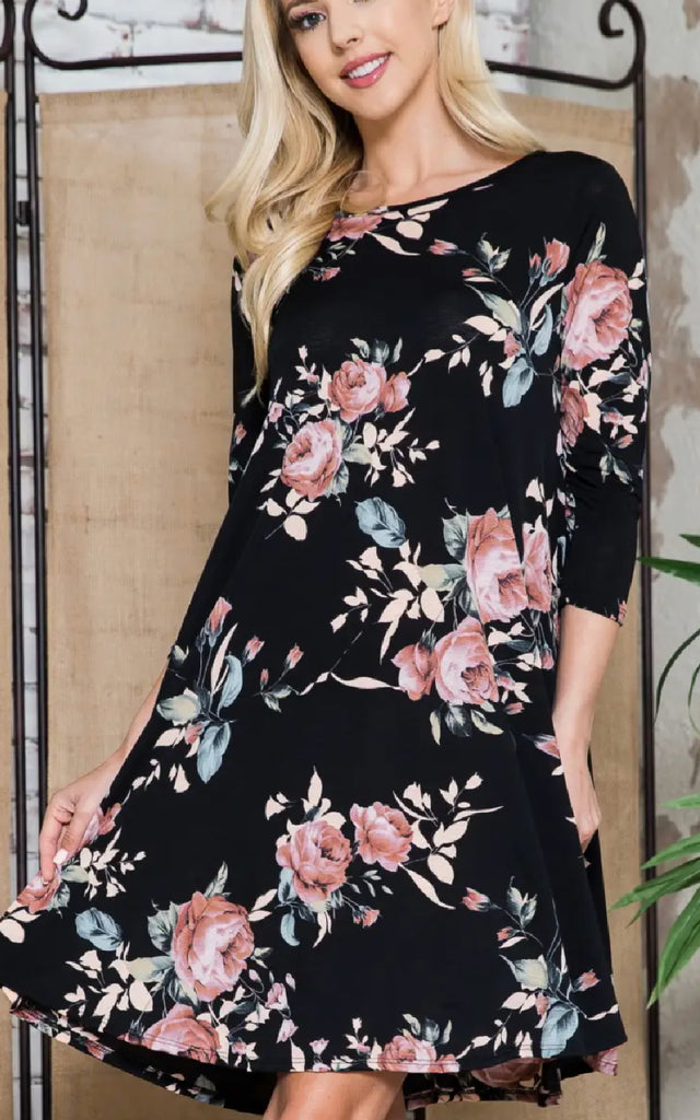 Women's Floral Dress with Pockets